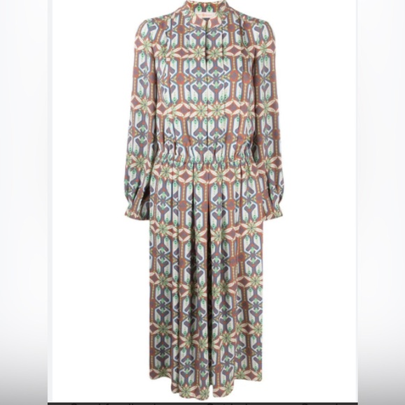 Tory Burch Garden Maze MIDI Shirtdress Sz-14 New With‎ Tag Retail-598$ - Picture 1 of 11